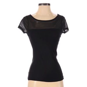 Express Classic Black Top with Sheer Shoulder.